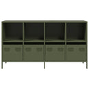 vidaXL olívazöld hidegen hengerelt acél tálalószekrény 135x39x73,5 cm