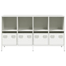 vidaXL fehér hidegen hengerelt acél tálalószekrény 135x39x73,5 cm