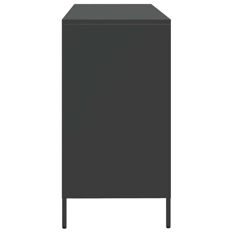 vidaXL fekete hidegen hengerelt acél tálalószekrény 135x39x73,5 cm