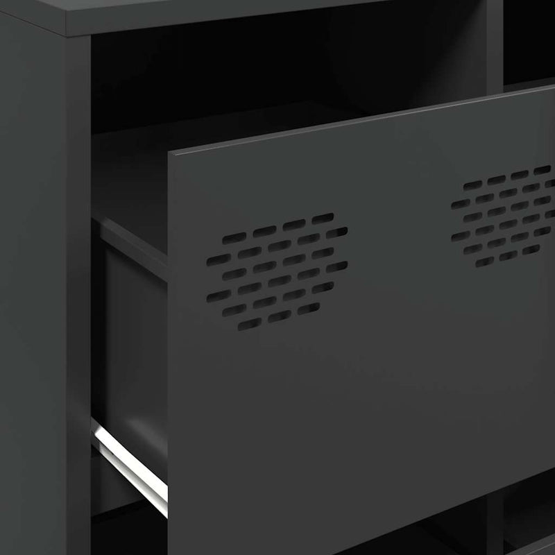 vidaXL fekete hidegen hengerelt acél tálalószekrény 135x39x73,5 cm