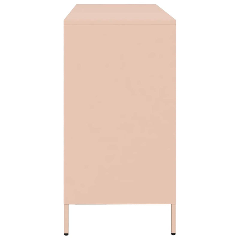 vidaXL rózsaszín hidegen hengerelt acél tálalószekrény 135x39x73,5 cm