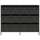 vidaXL fekete hidegen hengerelt acél tálalószekrény 135x39x103,5 cm