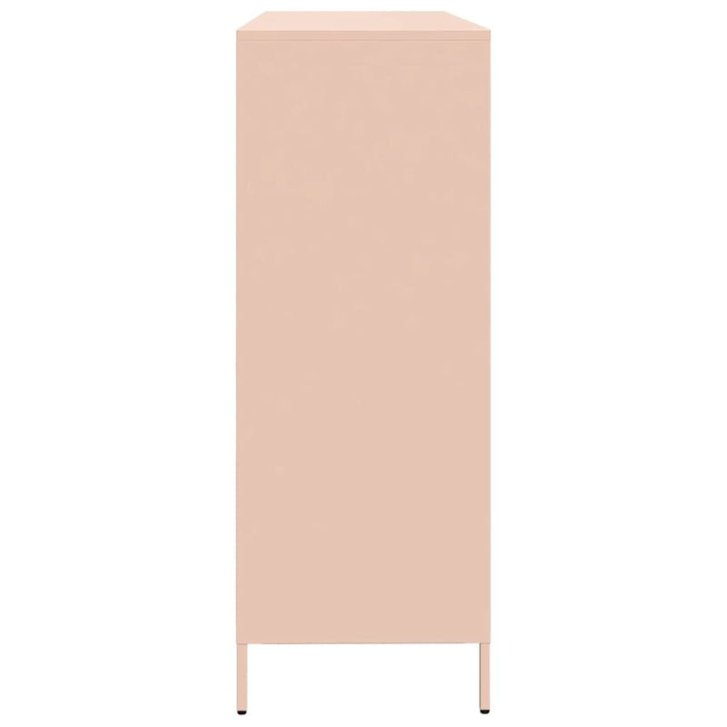 vidaXL rózsaszín hidegen hengerelt acél tálalószekrény 135x39x103,5 cm