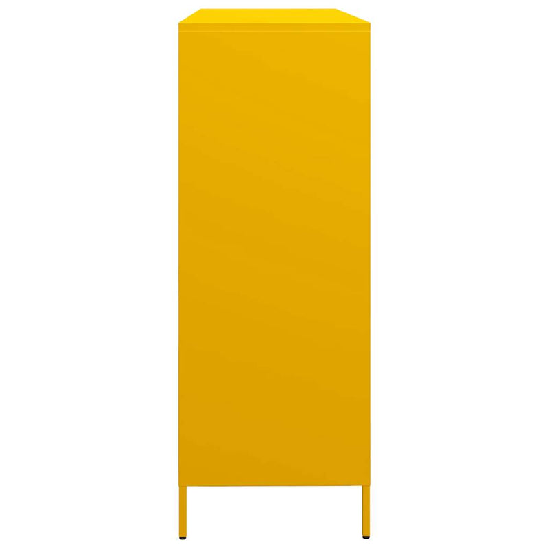 vidaXL mustársárga hidegen hengerelt acél tálalószekrény