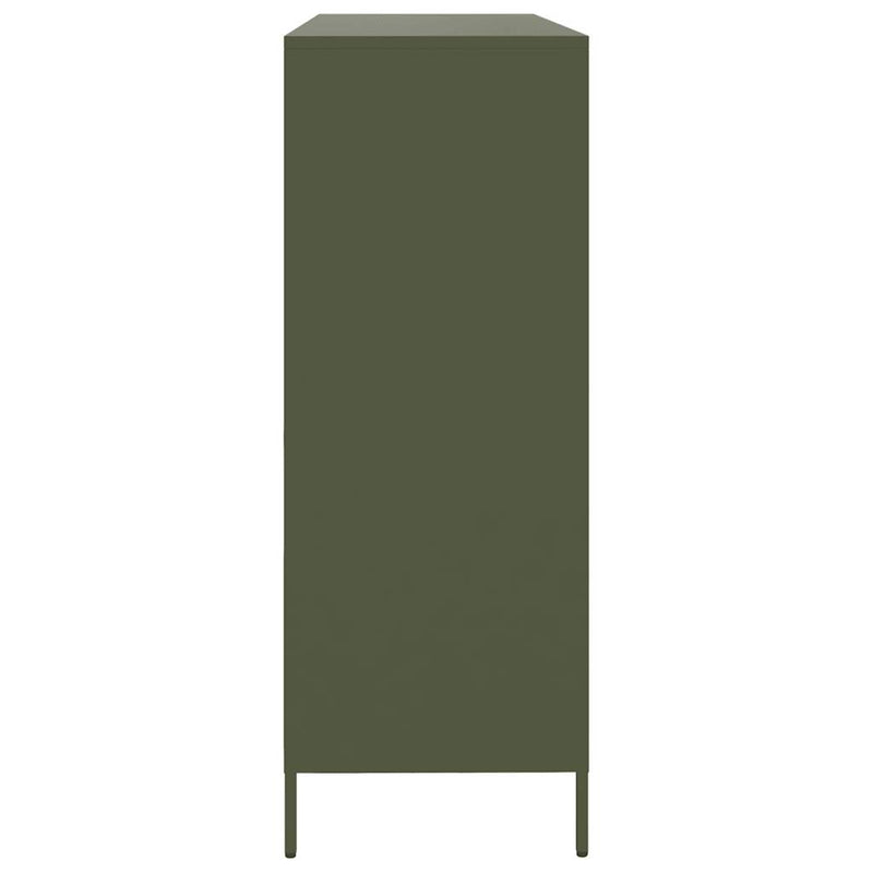 vidaXL olívazöld hidegen hengerelt acél tálalószekrény 135x39x103,5 cm