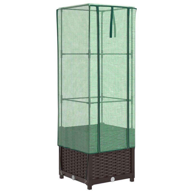 vidaXL rattan megjelenésű magaságyás melegháztakaróval 40x40x139 cm