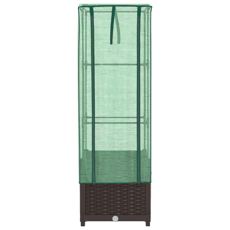 vidaXL rattan megjelenésű magaságyás melegháztakaróval 40x40x139 cm