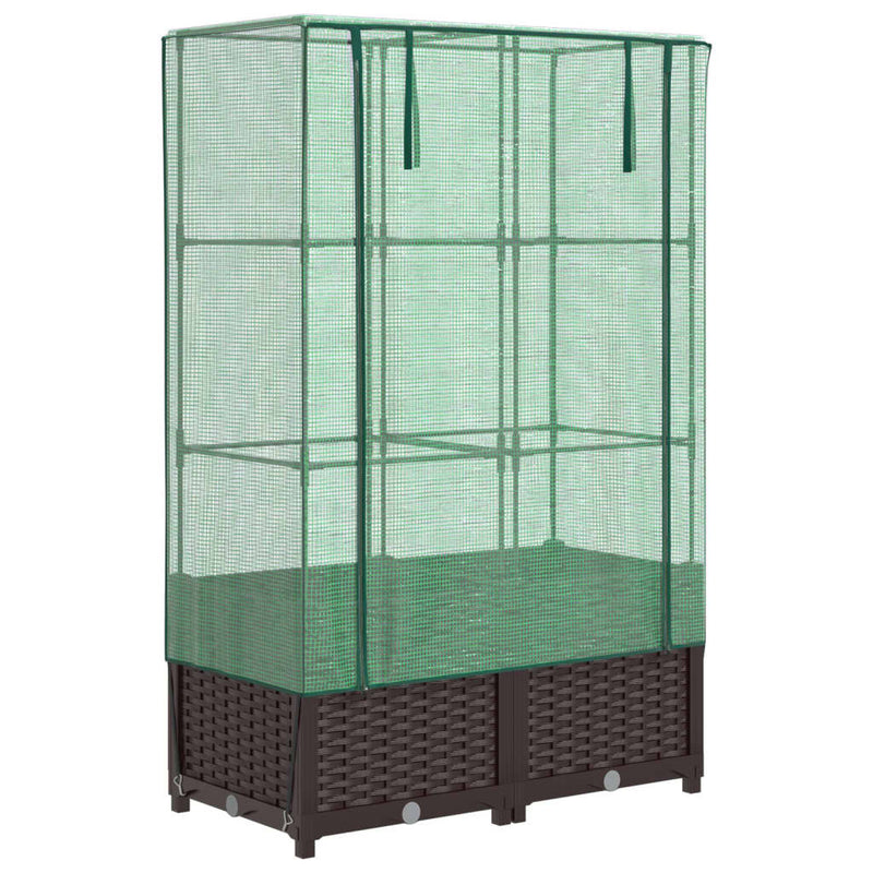 vidaXL rattan megjelenésű magaságyás melegháztakaróval 80x40x138 cm