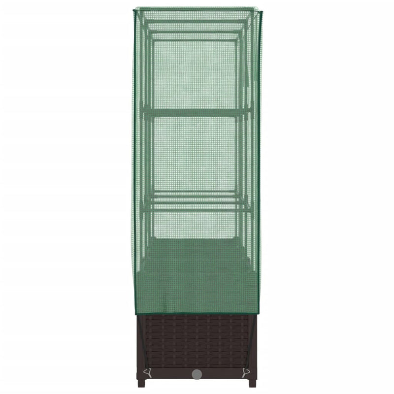 vidaXL rattan megjelenésű magaságyás melegháztakaróval 120x40x138 cm