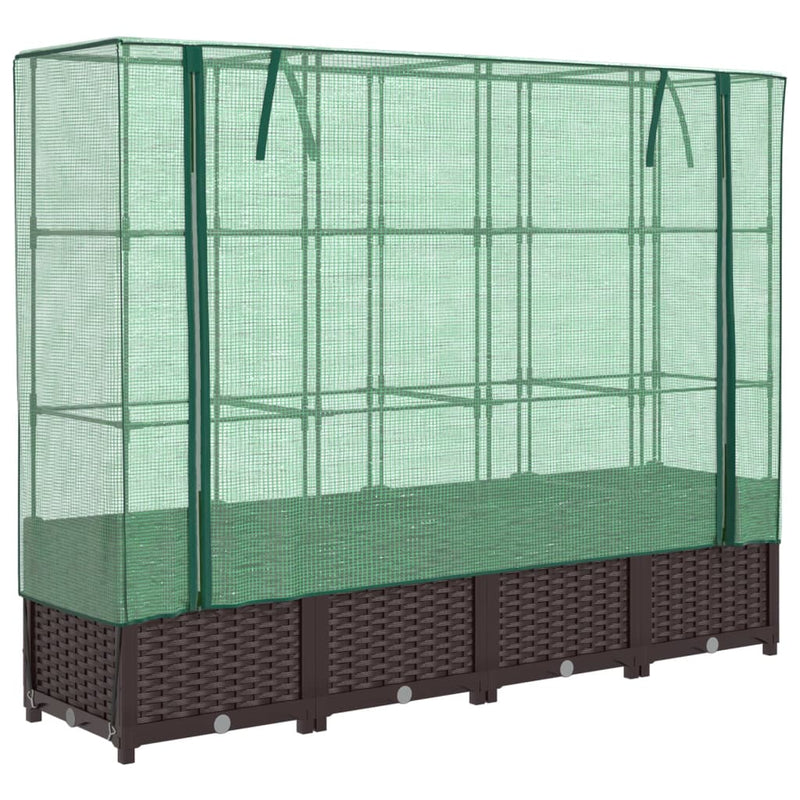 vidaXL rattan megjelenésű magaságyás melegháztakaróval 160x40x138 cm