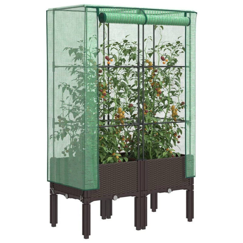 vidaXL rattan megjelenésű magaságyás melegháztakaróval 80x40x140 cm