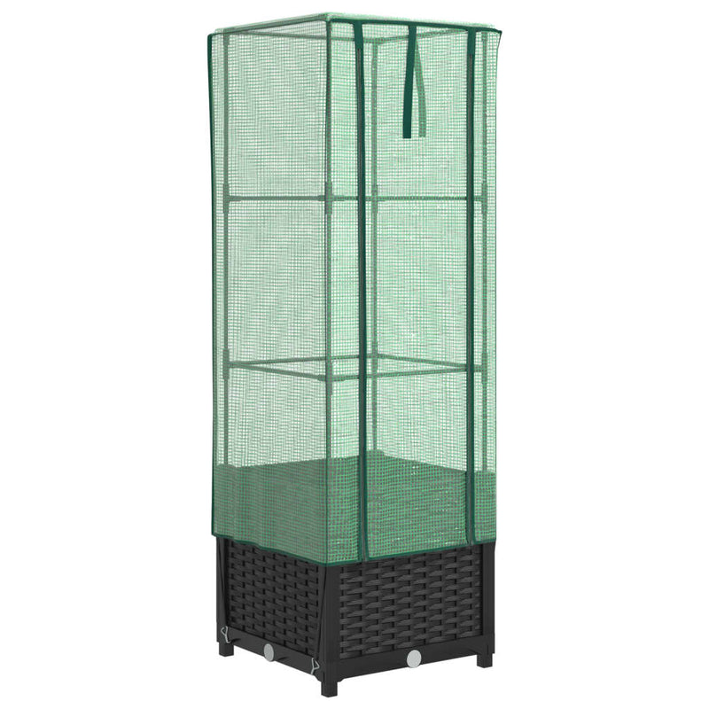 vidaXL rattan megjelenésű magaságyás melegháztakaróval 40x40x139 cm