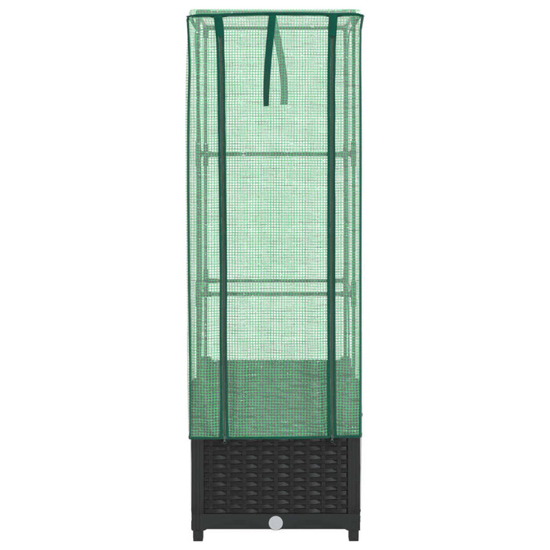 vidaXL rattan megjelenésű magaságyás melegháztakaróval 40x40x139 cm