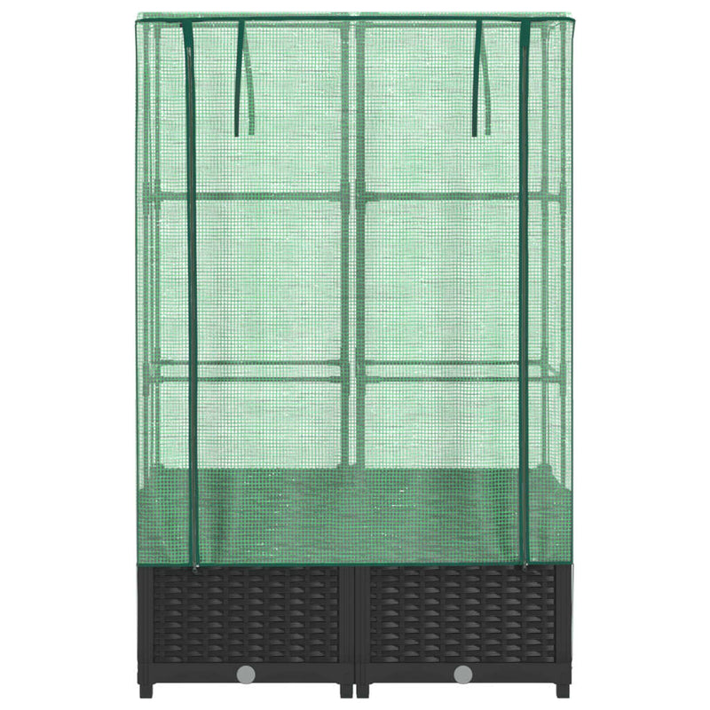 vidaXL rattan megjelenésű magaságyás melegháztakaróval 80x40x138 cm