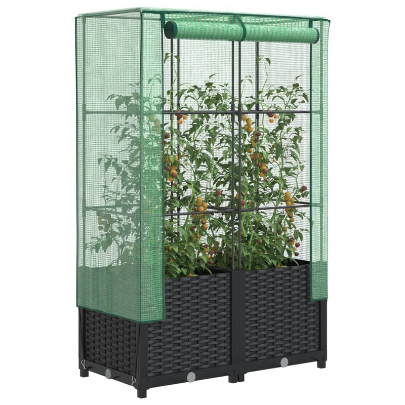 vidaXL rattan megjelenésű magaságyás melegháztakaróval 80x40x138 cm