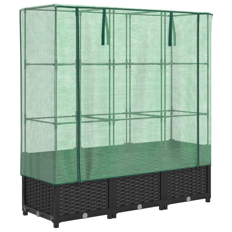 vidaXL rattan megjelenésű magaságyás melegháztakaróval 120x40x138 cm