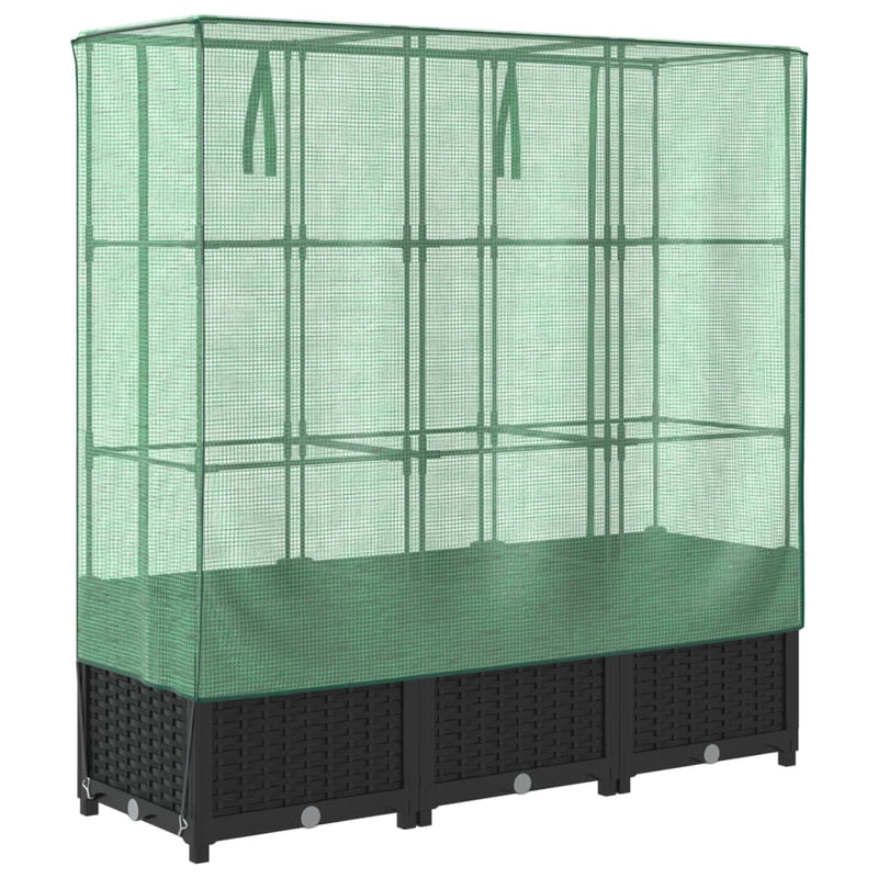 vidaXL rattan megjelenésű magaságyás melegháztakaróval 120x40x138 cm