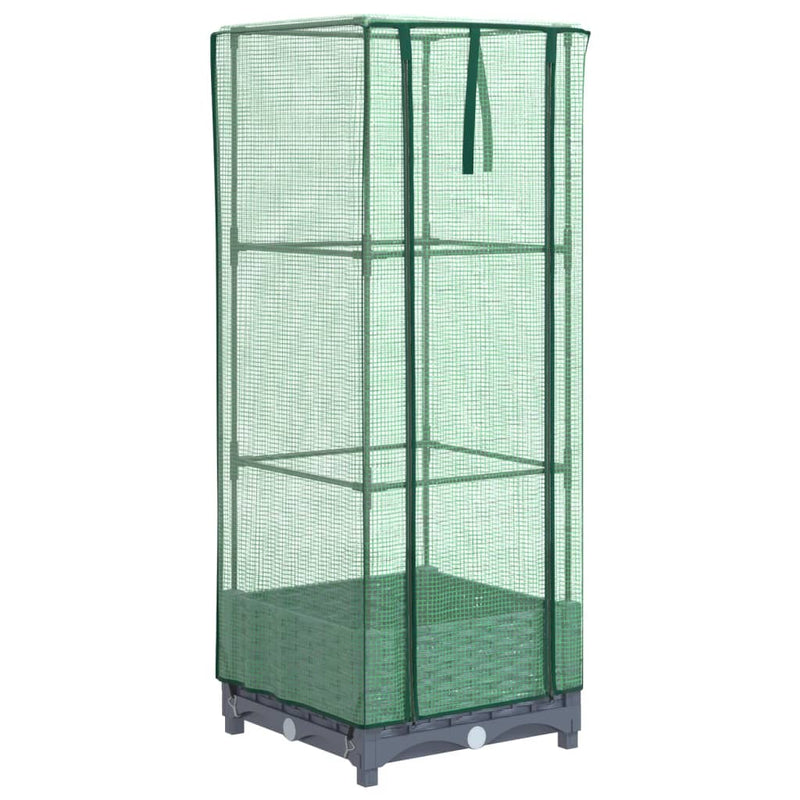 vidaXL rattan megjelenésű magaságyás melegháztakaróval 40x40x123 cm