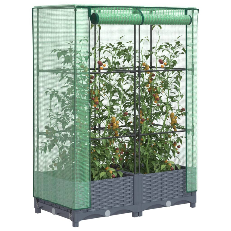 vidaXL rattan megjelenésű magaságyás melegháztakaróval 80x40x123 cm