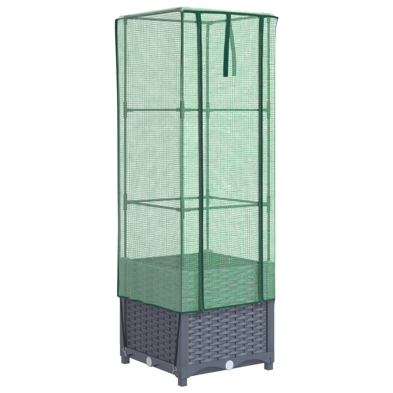 vidaXL rattan megjelenésű magaságyás melegháztakaróval 40x40x139 cm