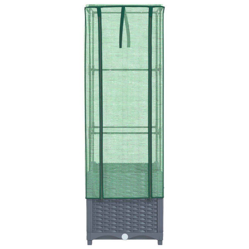 vidaXL rattan megjelenésű magaságyás melegháztakaróval 40x40x139 cm