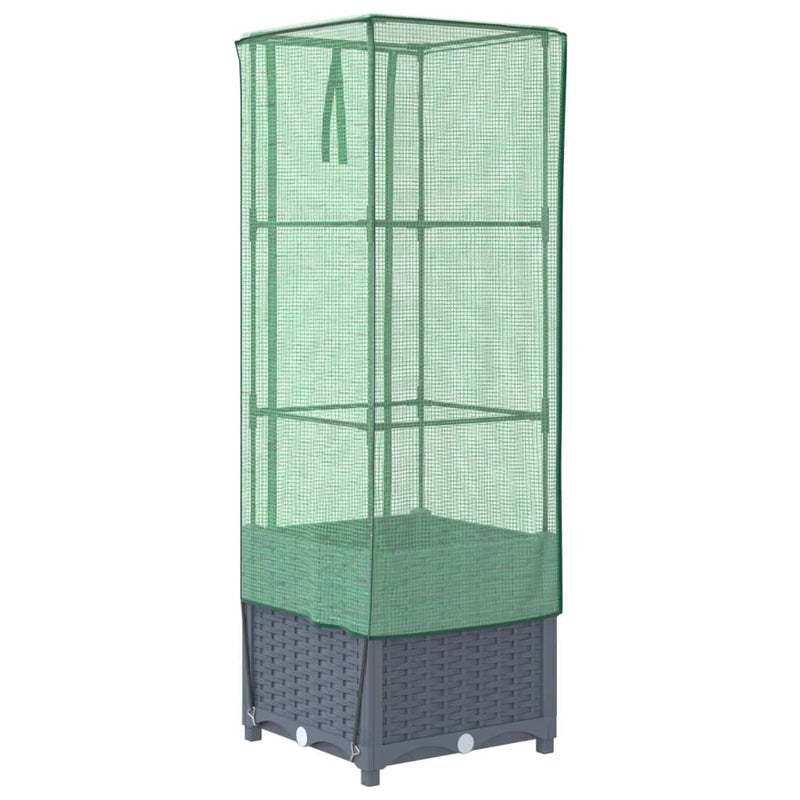 vidaXL rattan megjelenésű magaságyás melegháztakaróval 40x40x139 cm