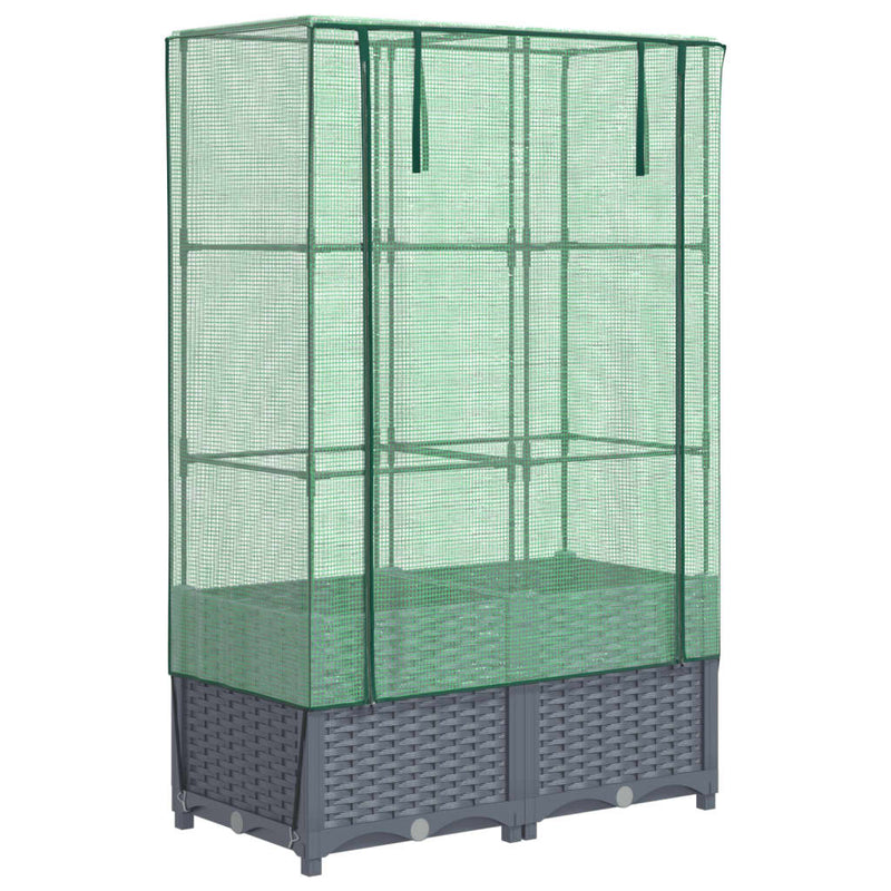 vidaXL rattan megjelenésű magaságyás melegháztakaróval 80x40x138 cm