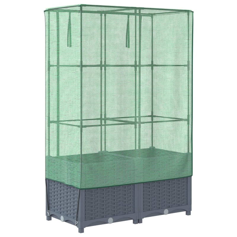 vidaXL rattan megjelenésű magaságyás melegháztakaróval 80x40x138 cm