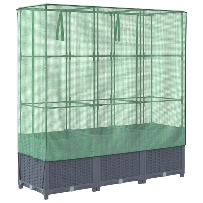 vidaXL rattan megjelenésű magaságyás melegháztakaróval 120x40x138 cm