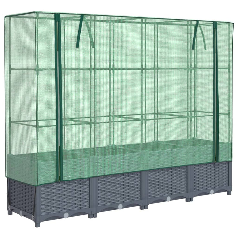 vidaXL rattan megjelenésű magaságyás melegháztakaróval 160x40x138 cm