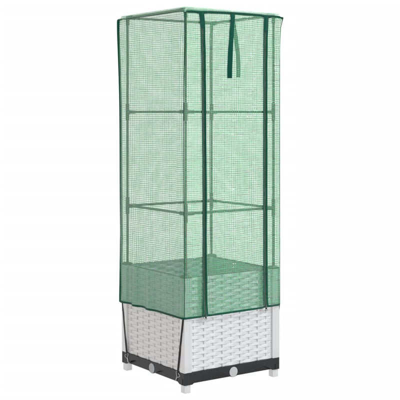 vidaXL rattan megjelenésű magaságyás melegháztakaróval 40x40x139 cm