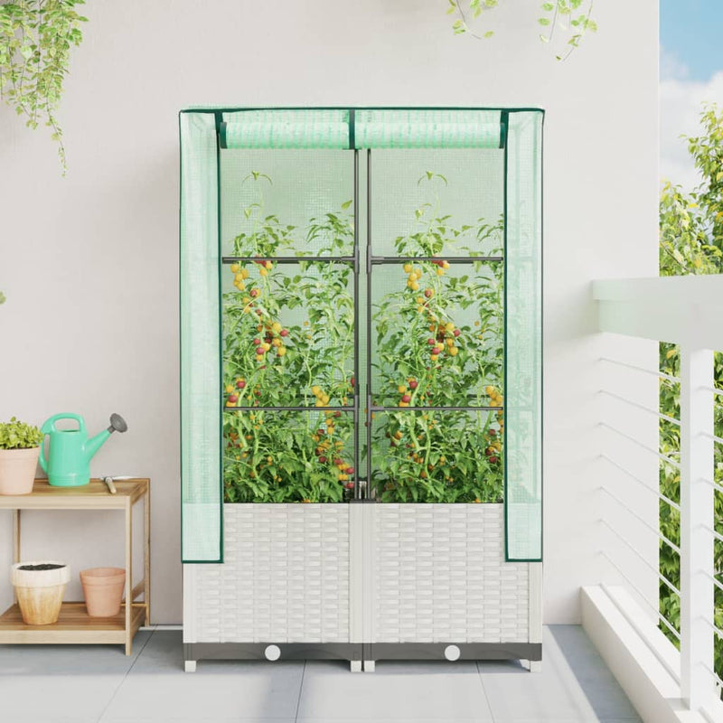 vidaXL rattan megjelenésű magaságyás melegháztakaróval 80x40x138 cm