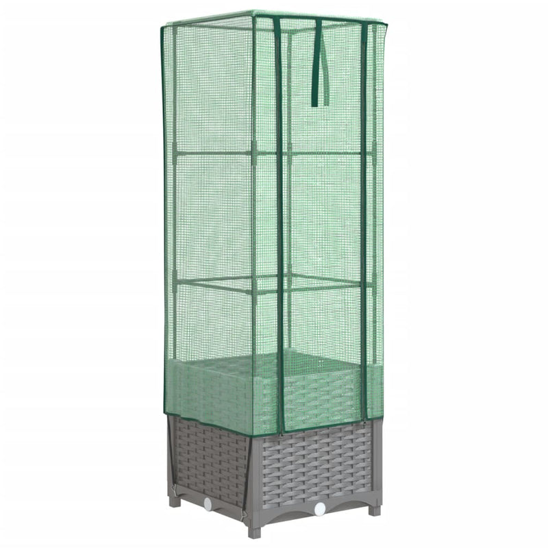 vidaXL rattan megjelenésű magaságyás melegháztakaróval 40x40x139 cm