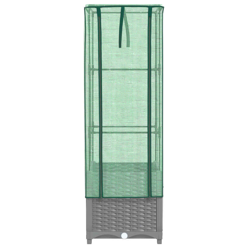 vidaXL rattan megjelenésű magaságyás melegháztakaróval 40x40x139 cm