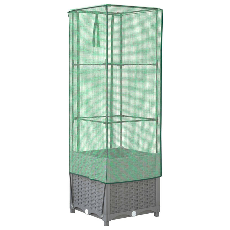 vidaXL rattan megjelenésű magaságyás melegháztakaróval 40x40x139 cm