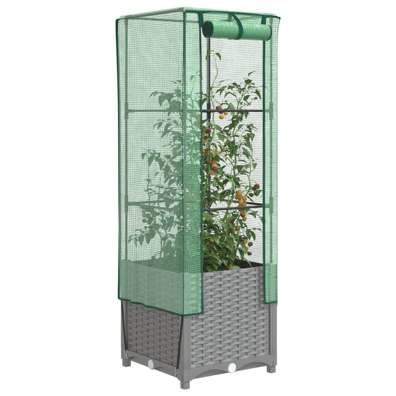 vidaXL rattan megjelenésű magaságyás melegháztakaróval 40x40x139 cm