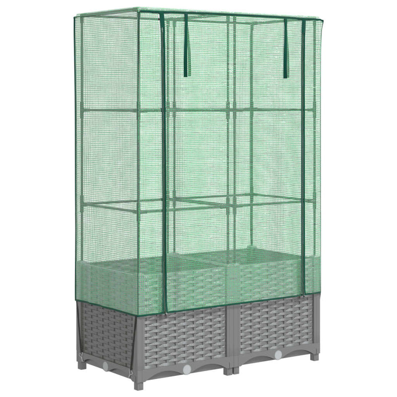 vidaXL rattan megjelenésű magaságyás melegháztakaróval 80x40x138 cm