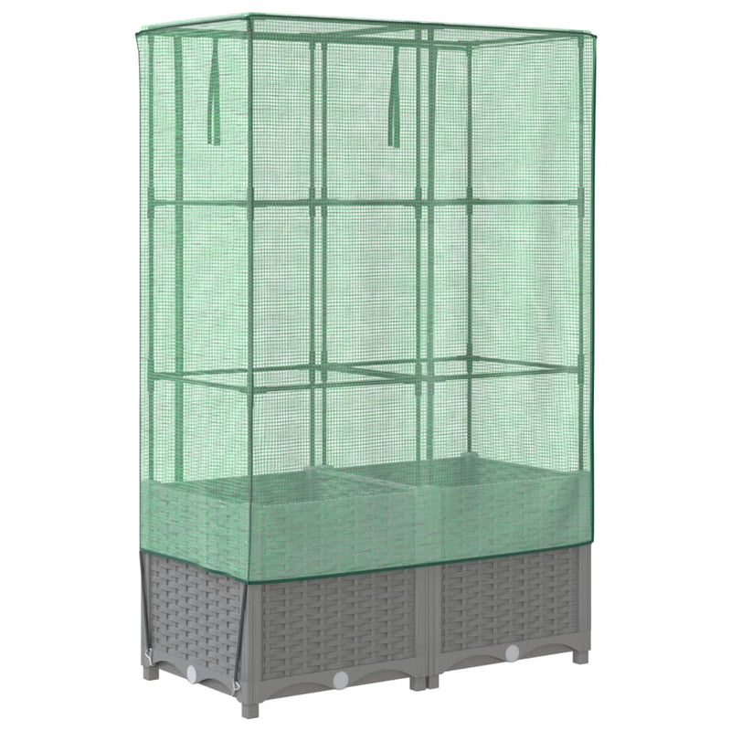 vidaXL rattan megjelenésű magaságyás melegháztakaróval 80x40x138 cm