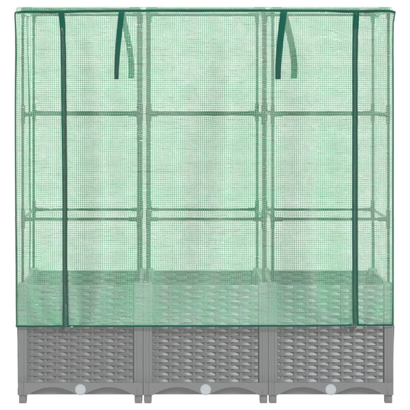 vidaXL rattan megjelenésű magaságyás melegháztakaróval 120x40x138 cm