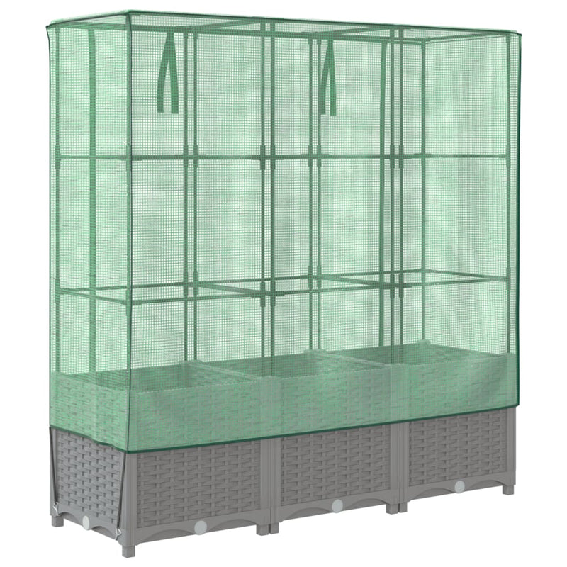 vidaXL rattan megjelenésű magaságyás melegháztakaróval 120x40x138 cm