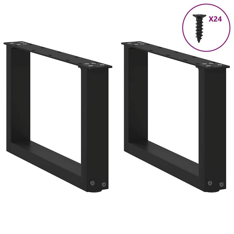 vidaXL 2 db fekete, U alakú acél dohányzóasztal láb 50 x (30-31) cm