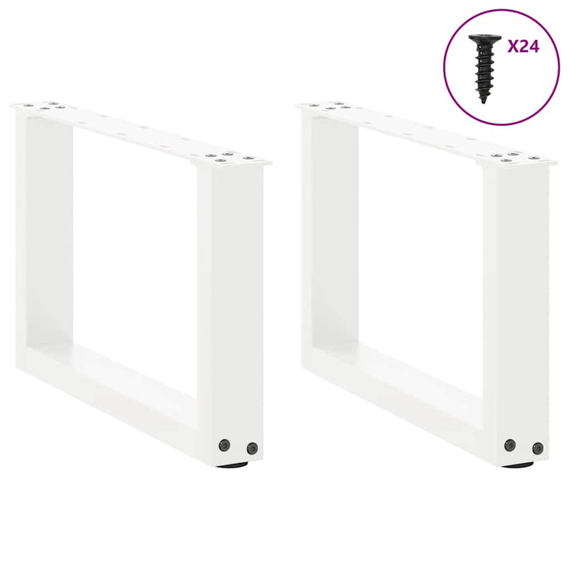 vidaXL 2 db U alakú fehér dohányzóasztal láb 50 x (30-31) cm acél