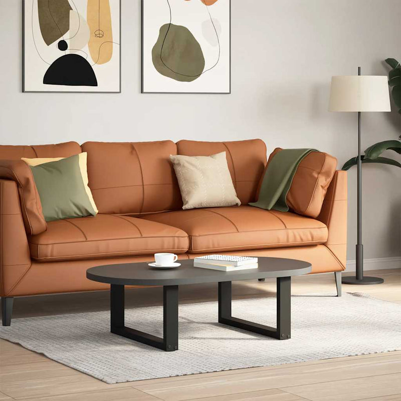 vidaXL 2 db U alakú dohányzóasztal láb fekete 60 x (30-31) cm acél dohányzóasztal láb