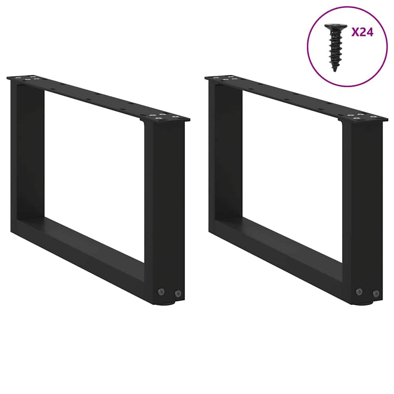 vidaXL 2 db U alakú dohányzóasztal láb fekete 60 x (30-31) cm acél dohányzóasztal láb