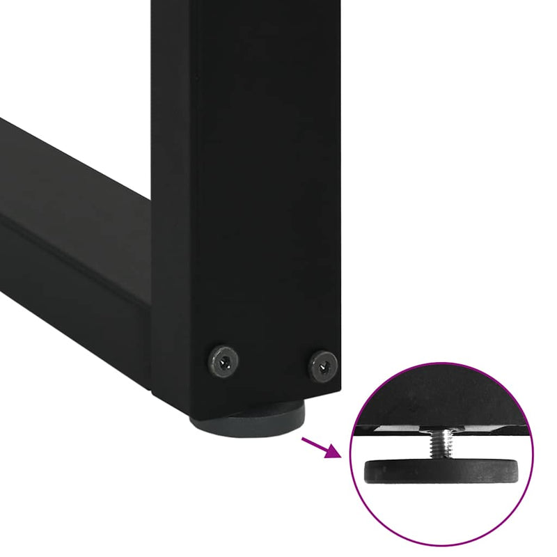 vidaXL 2 db U alakú dohányzóasztal láb fekete 60 x (30-31) cm acél dohányzóasztal láb