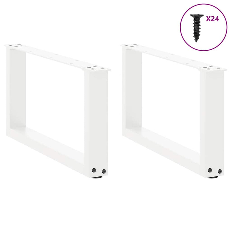 vidaXL 2 db U alakú dohányzóasztal láb fehér 60 x (30-31) cm acél