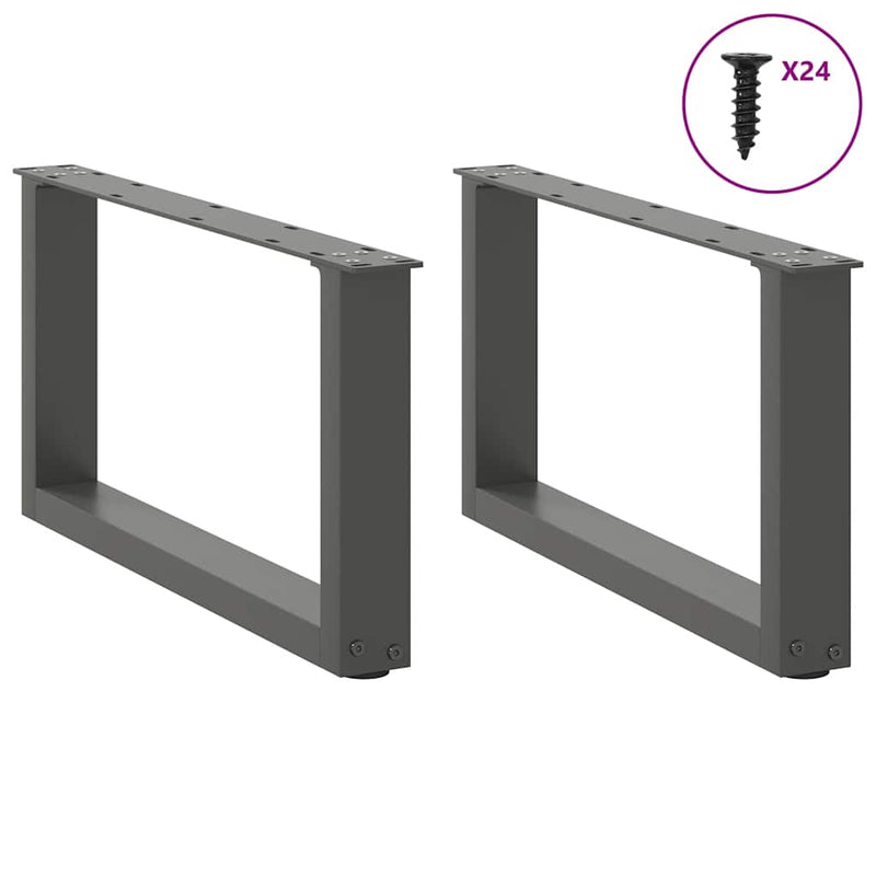 vidaXL 2 db antracitszürke, U alakú acél dohányzóasztal láb 60 x (30-31) cm
