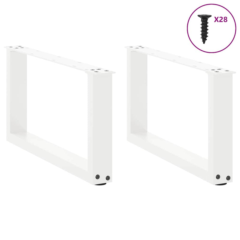 vidaXL 2 db U alakú fehér dohányzóasztal láb 70 x (30-31) cm acél
