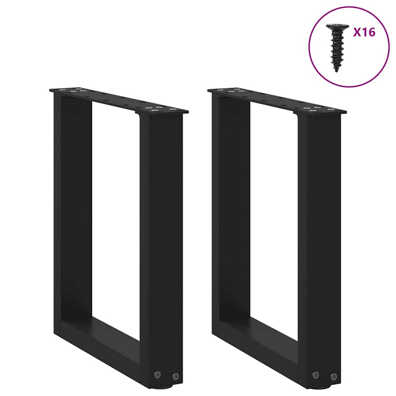 vidaXL 2 db U alakú dohányzóasztal láb fekete 28 x (42-43) cm acél dohányzóasztal láb