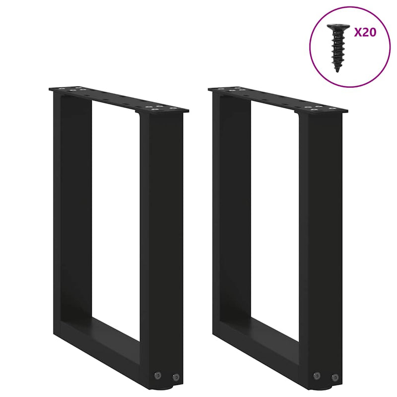 vidaXL 2 db fekete, U alakú acél dohányzóasztal láb 38x(42-43) cm